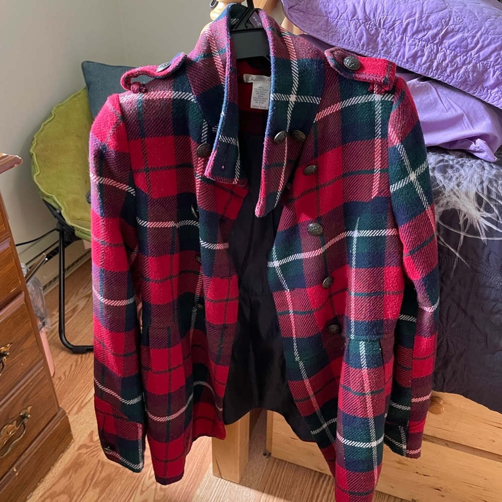 Charlotte Russe Red and Black Plaid Coat